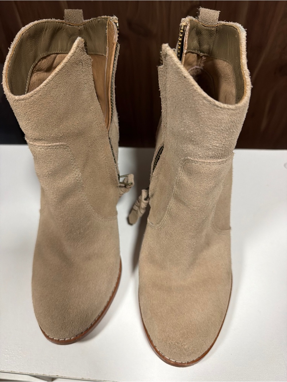 Joie Beige Suede Women's Ankle Boots - Stylish Neutral Booties